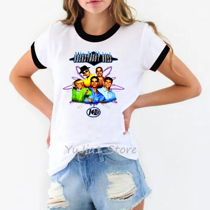 バックストリートボーイズグラフィックプリント女性用Tシャツ