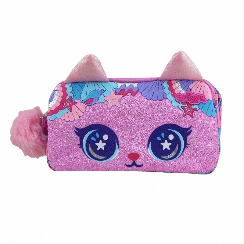 Austrália Smiggle Original Children's Pencil Case Girl Clutch Bag School Supplies Box Rose Red Shell Cat 9 Inch D8dU #