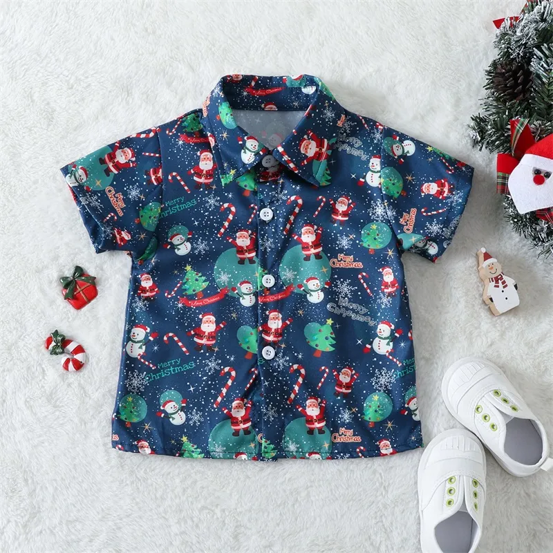 Kids Boys Christmas Clothes Set Santa Print Short Sleeve Lapel Shirt and  Short Pants for Ages 1-5 from Dhgate Shorts - price 12.2