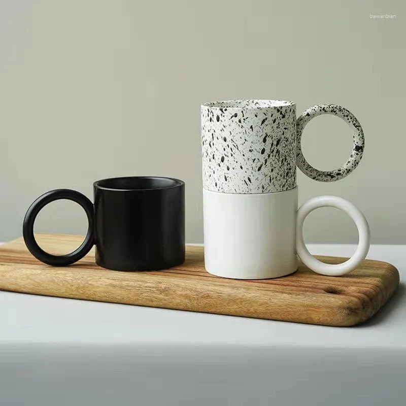 Canecas 350ml grande punho redondo caneca de café cerâmica criativa leite chá copos de escritório drinkware o presente de aniversário decoração de casa