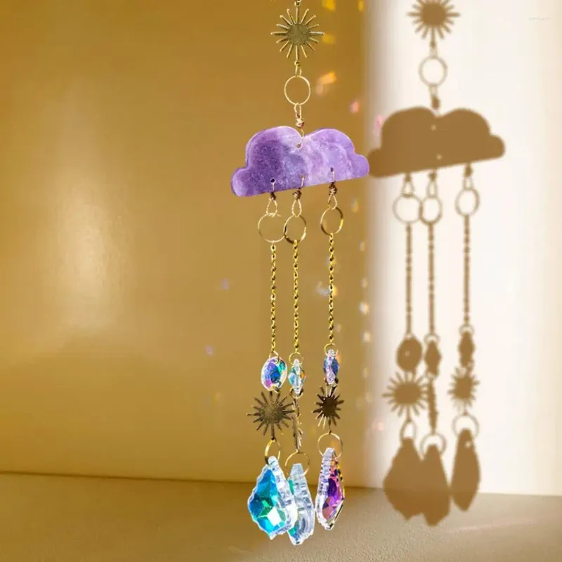 Dekorativa figurer Faux Crystal Cloud Wind Chime Sun Catcher Shiny Rhinestones Chimes Pendant Rainbow Maker Hängande prydnad