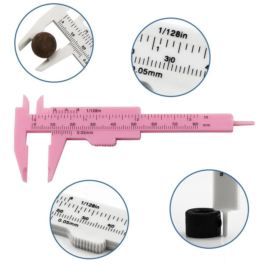 Vernier Scale Ruler 0-80mm Plastic Vernier Caliper, Dual Scale Ruler, Aperture & Height ...