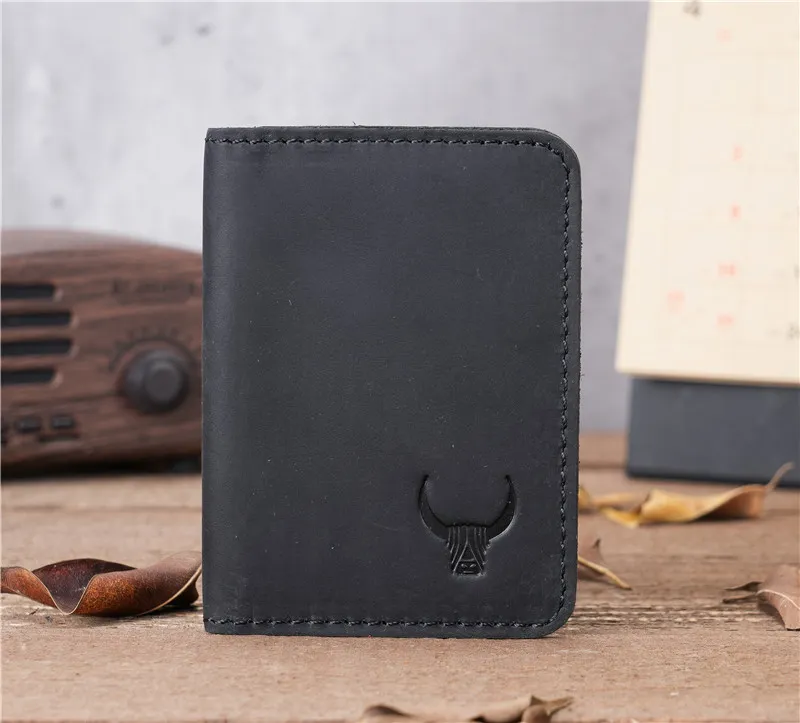 Men's Genuine Cow Leather Card Wallet Small Credit Card Holder