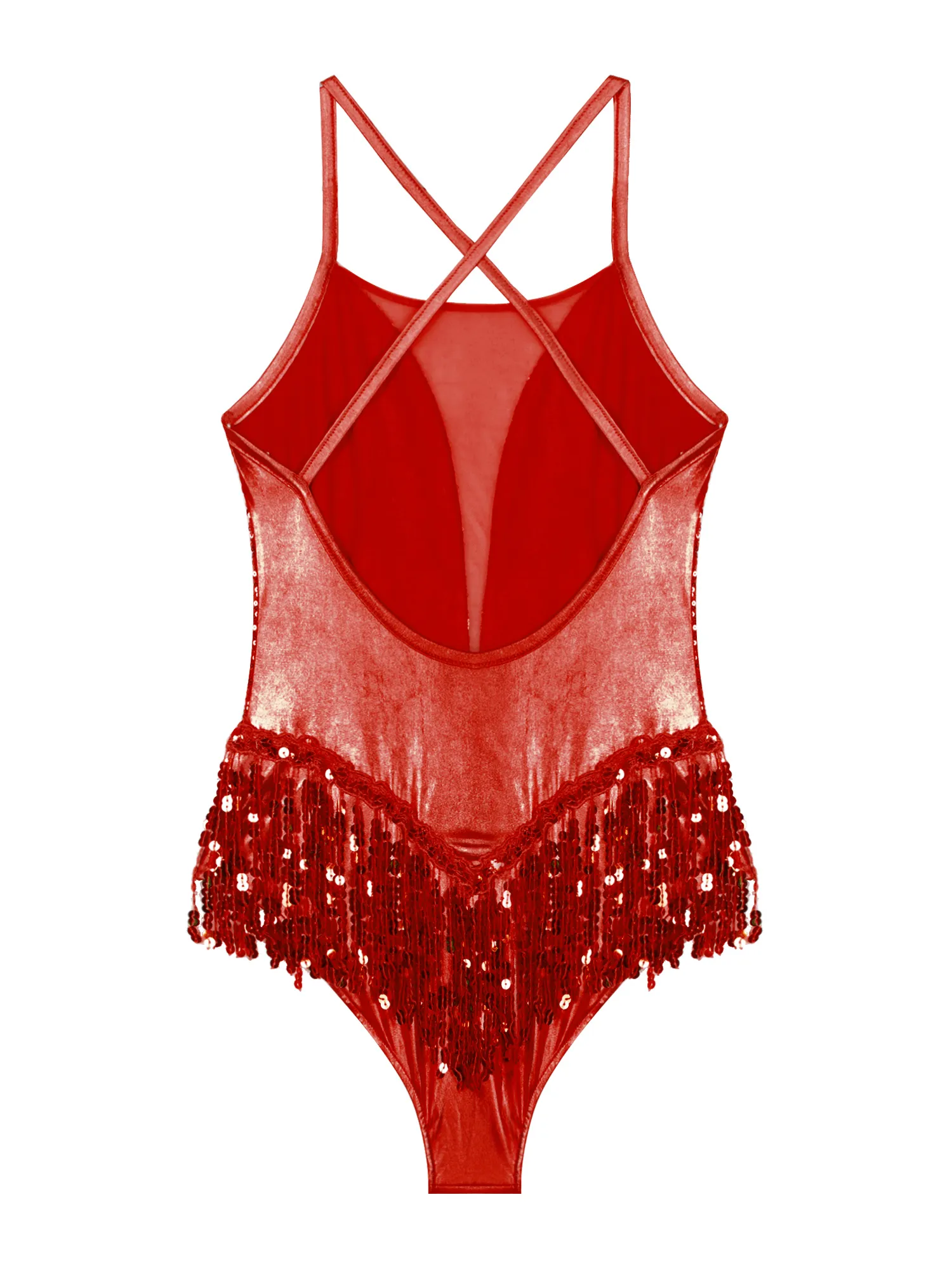 YiZYiF Fee Asyétrique Robe De Danse Latine Paillettes Robe à Franges