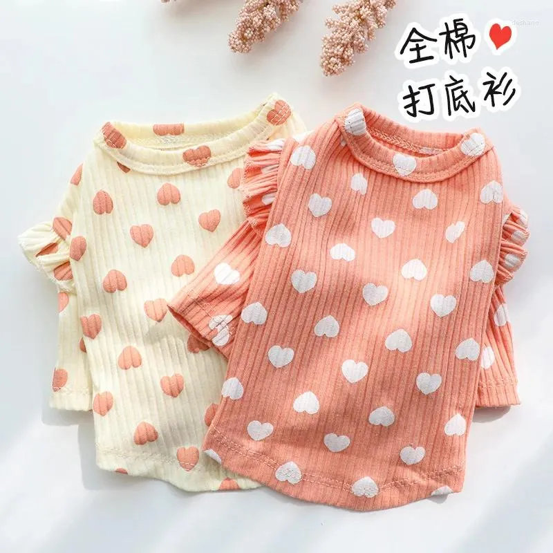 Ubrania z odzieży dla psów z małym drukowaniem serca kamizelki na wiosenne i jesienne koszule dolne piżamy