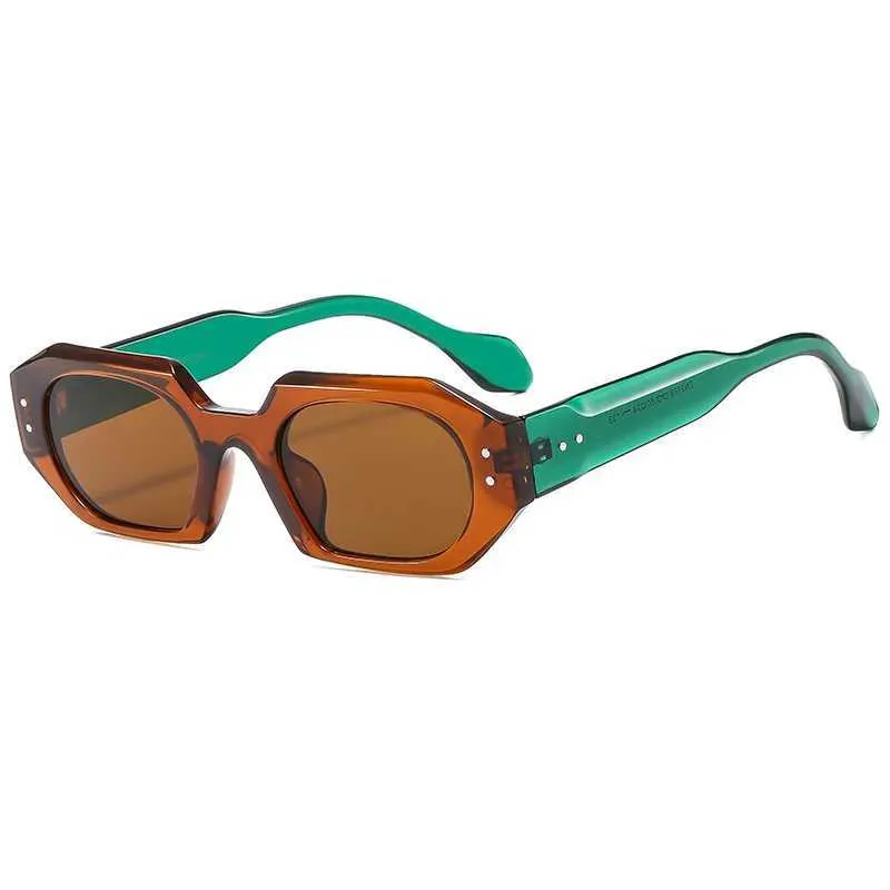 Sonnenbrille Retro Unregelmäßige Polygonale Sonnenbrille Kontrastfarbe Outdoor-Sonnenbrille Breite Beine Anti-Blaulicht-Brille J240330