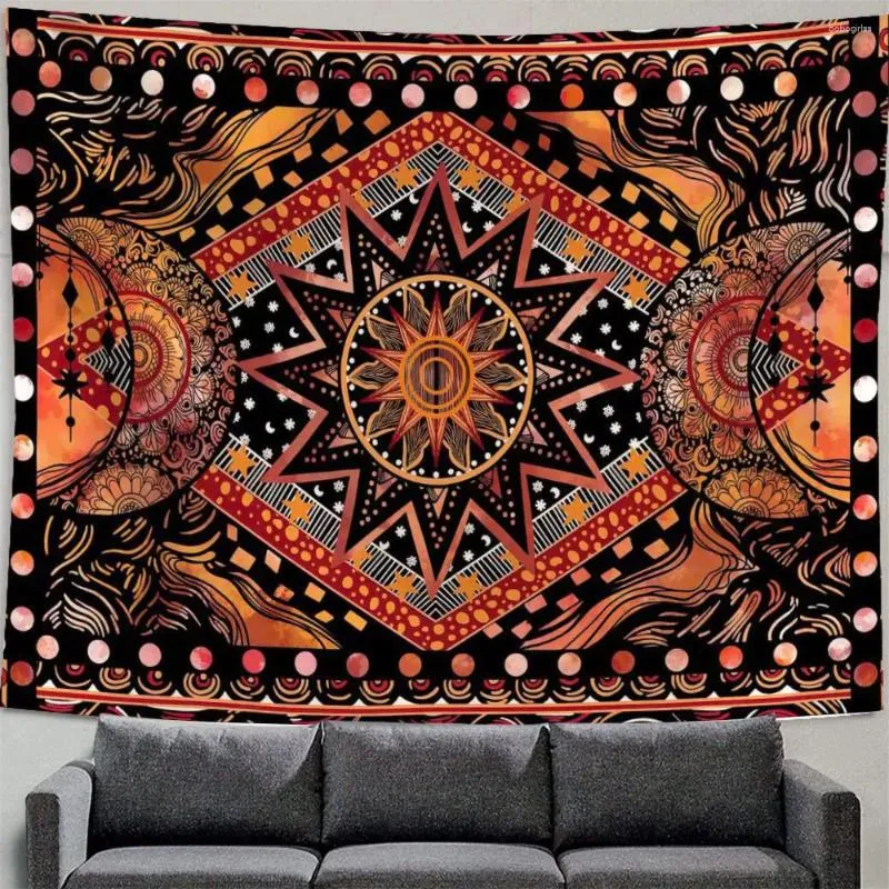 Tapisserier Färgglada Mandala Tapestry Wall Mount Tapiz Bohemian Style Living Room Witchcraft Dormitory Sheets Home Decor