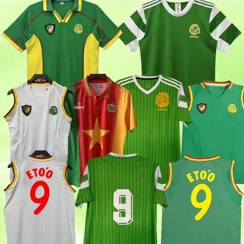 2002 2004 Senegal Mens Cameroon Retro Soccer Jerseys Drużyna narodowa Diouf Bouba Diop H. Camara KH. Fadiga 1990 1998 Home Away Football Shirts krótkie mundury