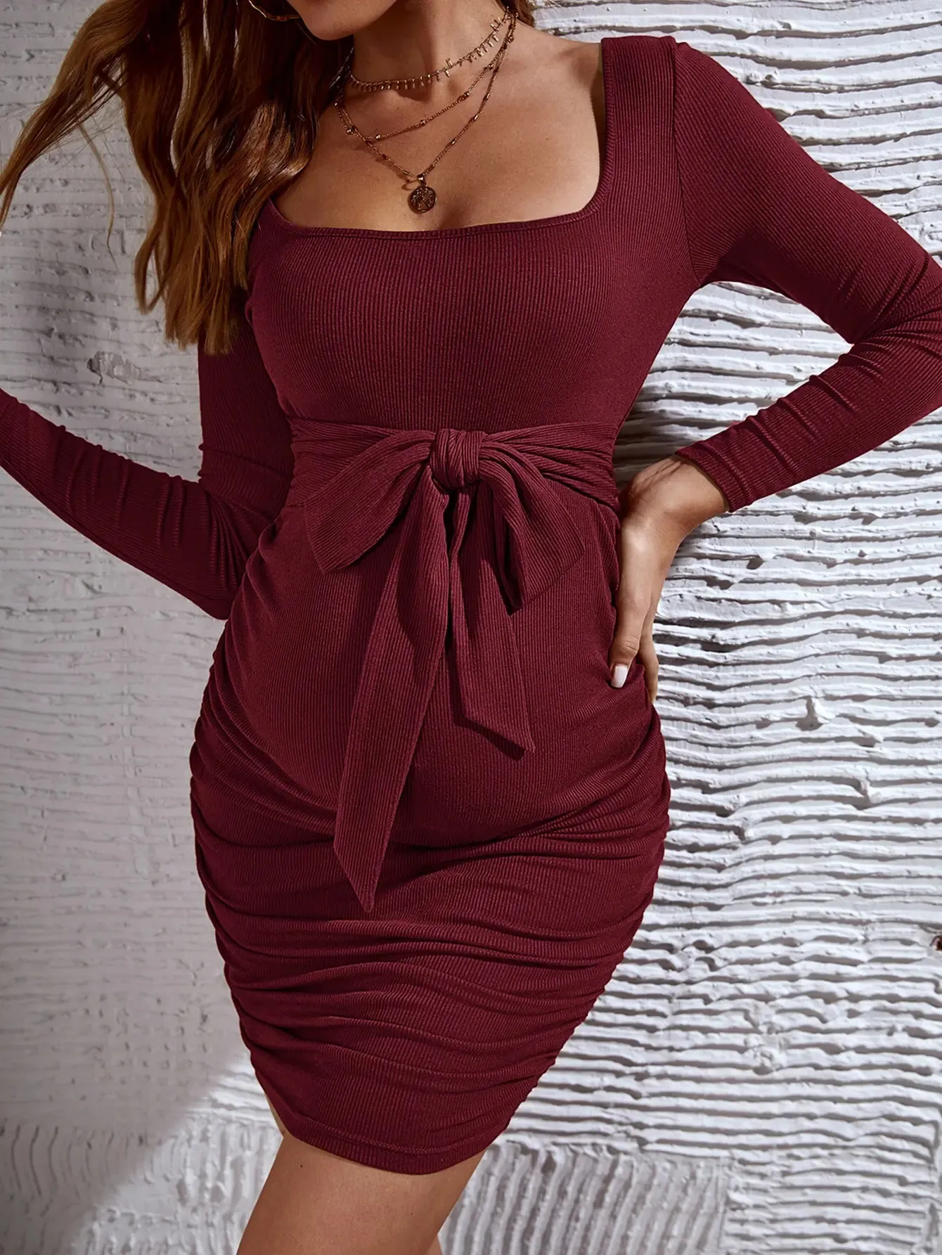 slim fit dress slacks Mauve Satin Smocked Fitted Maternity Midi Dress – PinkBlush