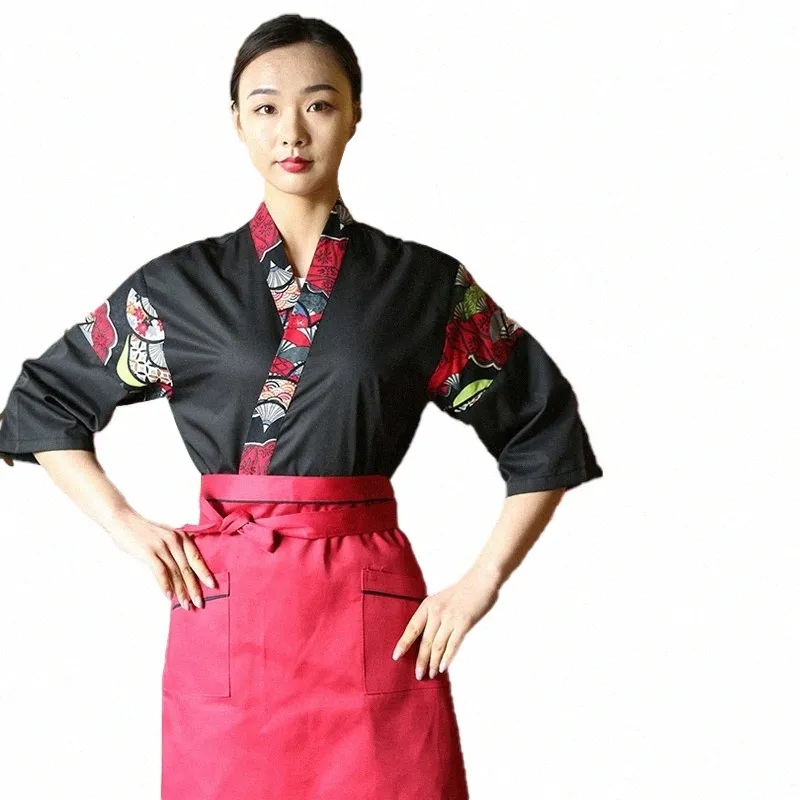Unisex-Kochjacke im japanischen Stil, Chef-Uniform, Küche, Restaurant, Hotel, Küche, Arbeitskleidung, Catering, Gastronomie, Chef-Hemd, Apr. t4wb #