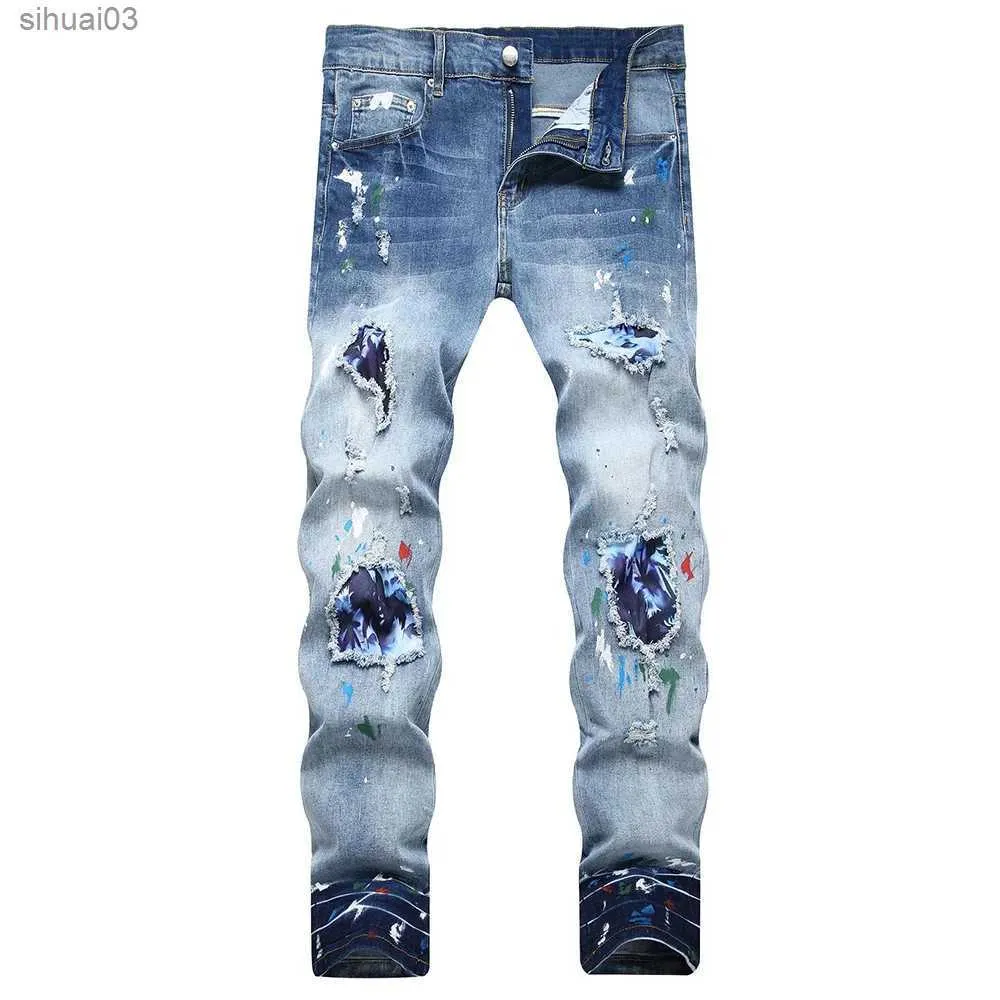 Jeans masculins pour hommes cravates teintes de gigantes