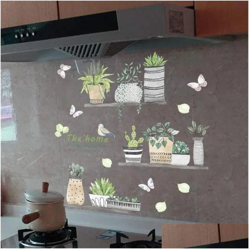 Wall Stickers Creative Green Plants Delicate Removable Self Adhesive Decal For Sticker Household Decoration Drop Delivery Home Garden Dhzcb