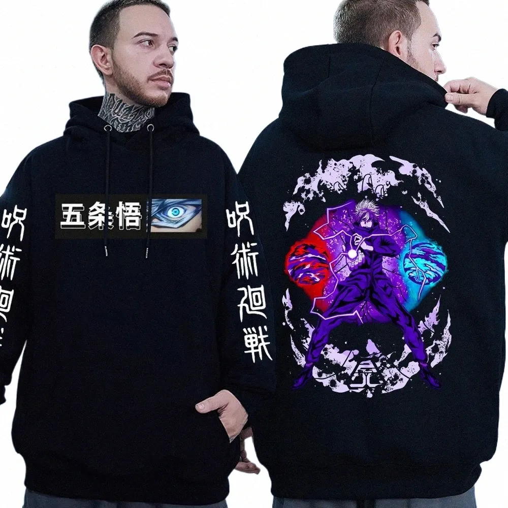 Jujutsu kaisen satoru gojo anime hoodie cool manga gojo fans gåva tröjor för män vinter lg ärmar plus size gata hoody x3ym#