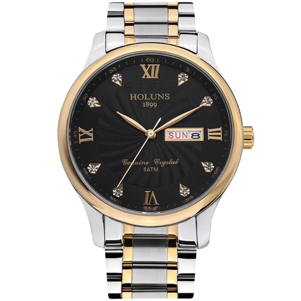 reloj de lujo HOLUNS Herrenuhren Top-Luxus-Voll-Edelstahlarmband Quarz-Herrenuhren lässige einfache Herrenarmbanduhren montre278p