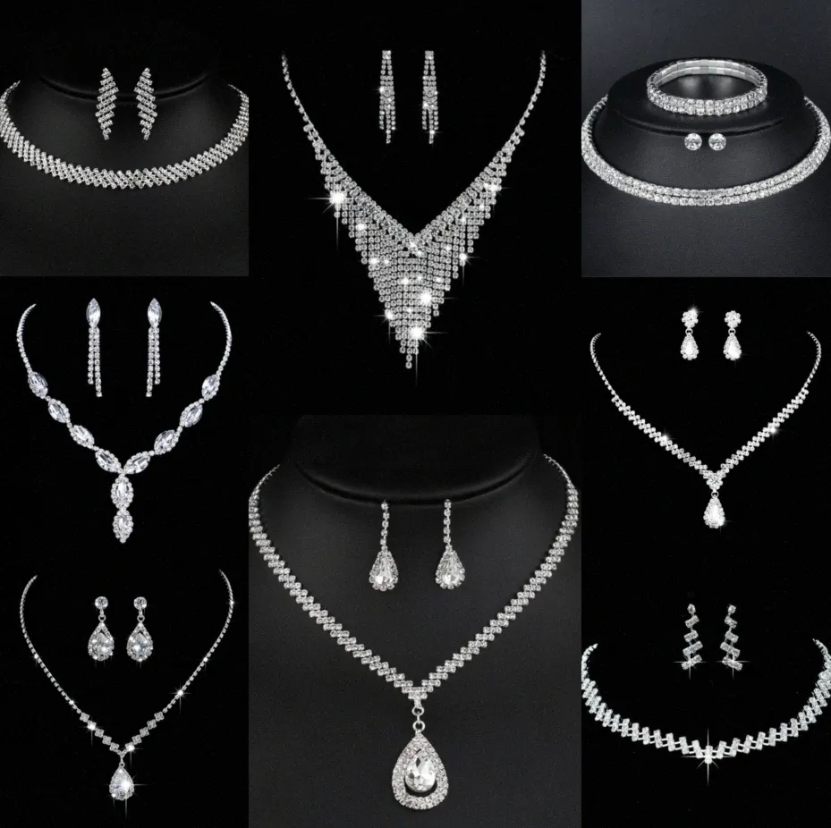 Ensemble de bijoux en diamant de laboratoire précieux, collier de mariage en argent sterling, boucles d'oreilles pour femmes, bijoux de fiançailles, cadeau e8f9 #