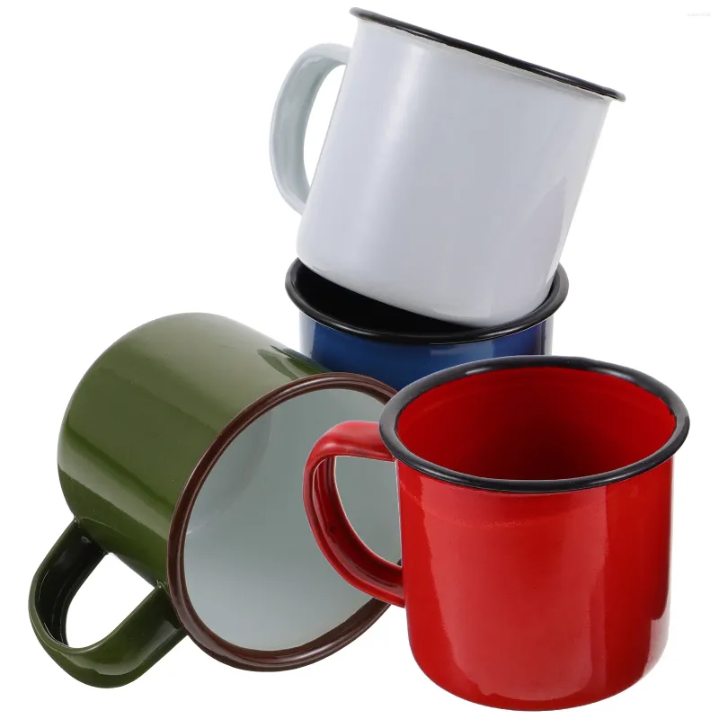 Wijnglazen 4 stuks drinkbeker emaille mok kind helder glas koffiekopjes camping blik retro