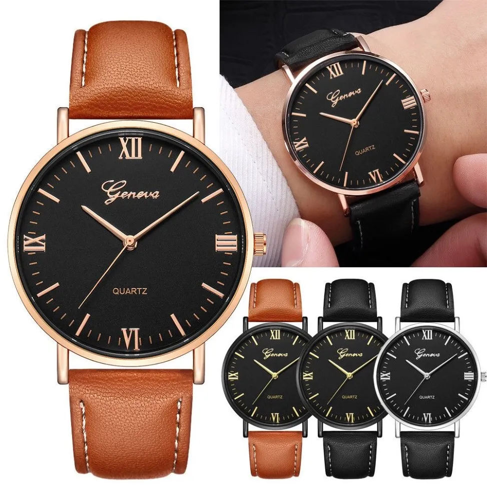 Geneva Classic Luksus Business Unisex Women Ladies Stal nierdzewna analogowy kwarc Analogowa nadgarstka Watch Whatle Drop T193091