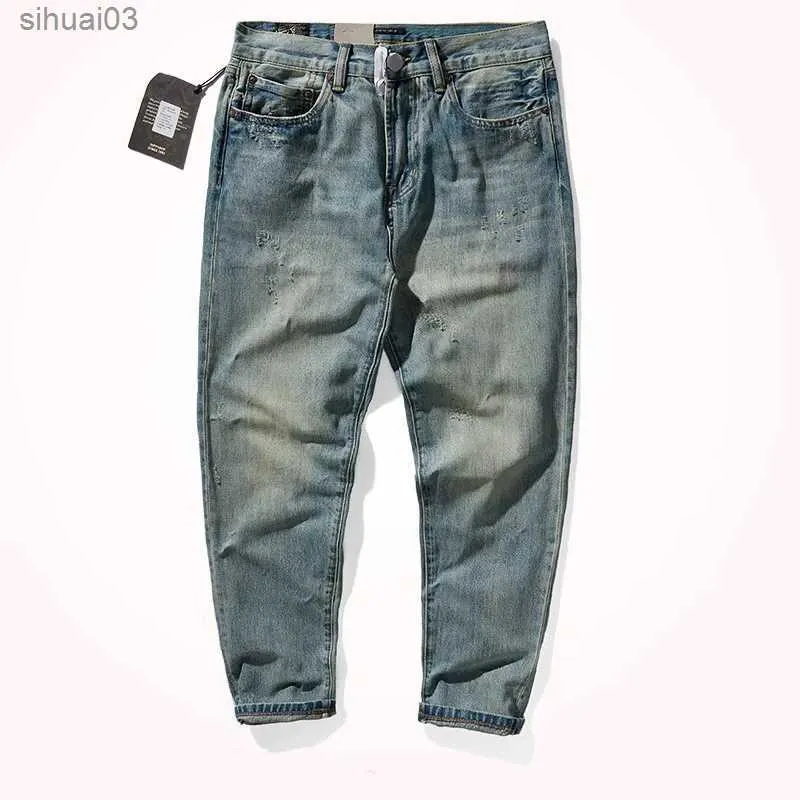 Jeans masculinos 2021 outono/inverno Novo jeans vintage jeans Americano Moda Forneça para Fortes Lavagem Velha de Lápis Casual Pantsl2403