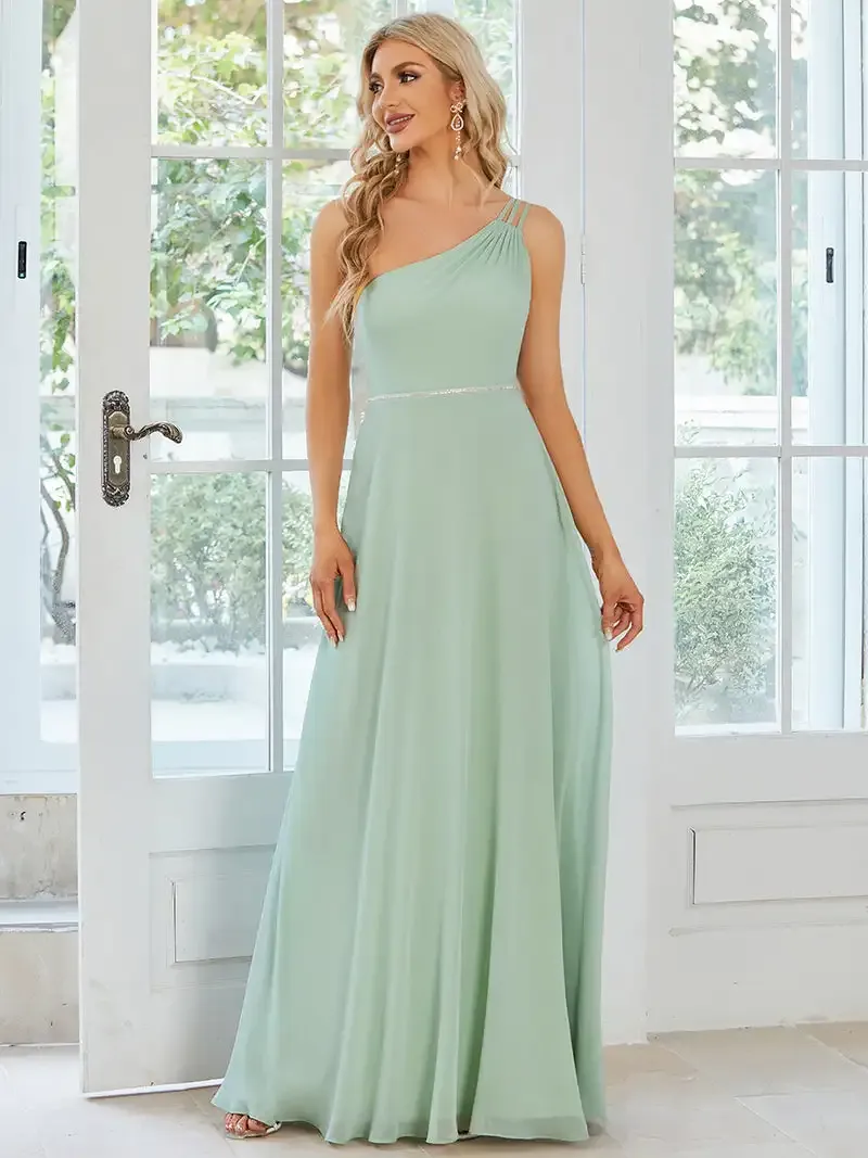Elegant One Shoulder Mint Green Floor-Length A-line Evening Dress with Hidden Zipper from Dhgate Bridesmaid Dress - price 229.4 Elegant One Shoulder Mint Green Floor-Length A-line Evening Dress with Hidden Zipper from Dhgate Bridesmaid Dress - price 229.4