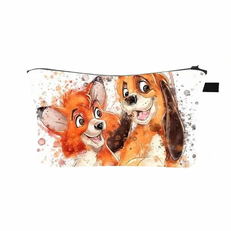 Fuchs und Hund Make-up Taschen Carto Mädchen Kosmetik Reißverschluss Beutel für Reisen Damen Beutel Frauen Kosmetiktasche P0F6 #