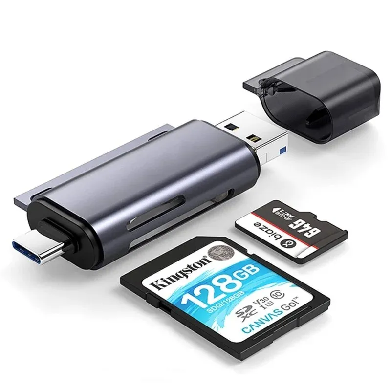 Novo leitor de cartão 2024 Tipo-C Três em um leitor de cartão USB3.0 OTG Mobile Thop Computador Smart TF/SD Micro USB Card Reader