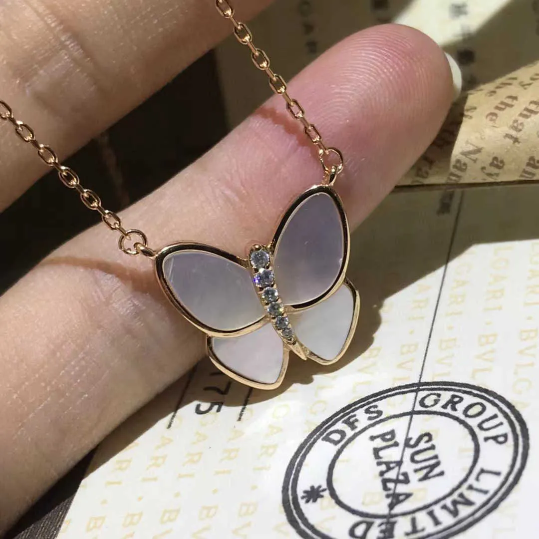 Designer Brand Van Fritillaria High Version Butterfly Necklace V Family 18K Rose Gold Style White Collar Chain Live Broadcast