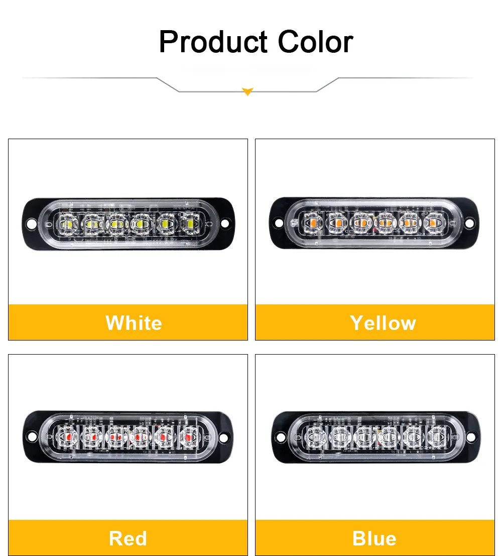 Ultra Bright 6 LED White Grille Warning Lights 6000K - 12V/24V Steady ...