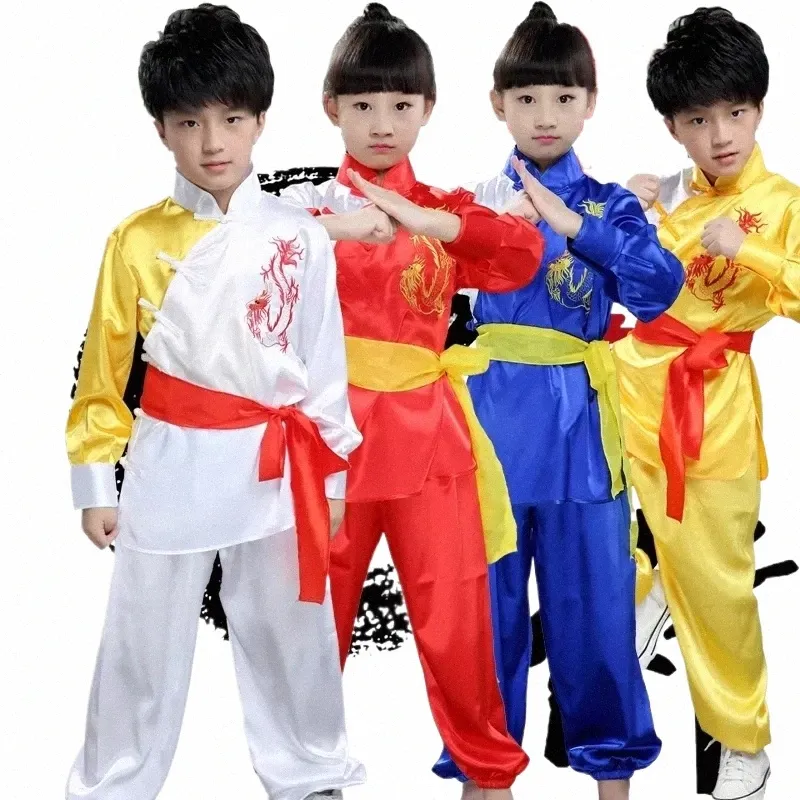 Kinderen 중국 traditiele wushu kostuum 무술 유니폼 쿵푸 pak voor kinderen jgens meisjes 무대 공연 kle o5xw#