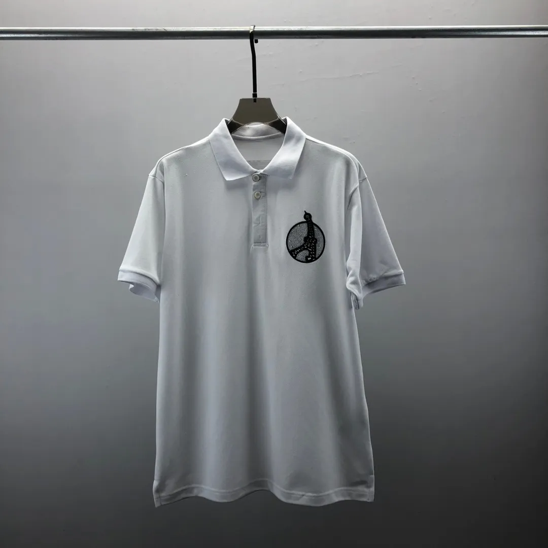 メンズポロシャツデザイナーポロシャツメンズファッションフォーカス刺繍ストライプチェックボディービルプリント衣料品Tシャツ黒と白のメンズTシャツ＃A23