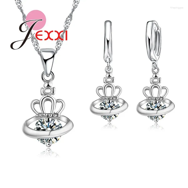 Ensemble de boucles d'oreilles et collier avec pendentif en CZ, aiguille en argent Sterling 925 pour femmes/filles, décoration de fête