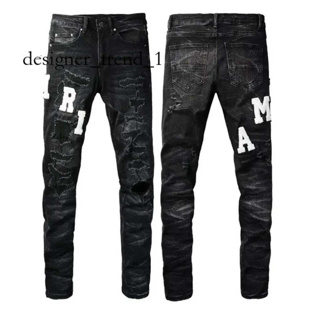 Amirir Jeans Mens Designer Jeans High Elastics Distripped Ripped Slim Fit Motorcycle Biker Denim for Men Fashion Black Jeans4177