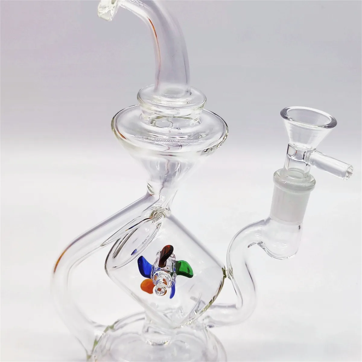 2024 Heady Glass Neo Fab Clear Wind Mill Filter Spin 9 Inch Glass Bongs Water Pipe Bong Tobacco Smoking Tube 14MM Bowl Dab Rig Recycler Bubbler Pipes