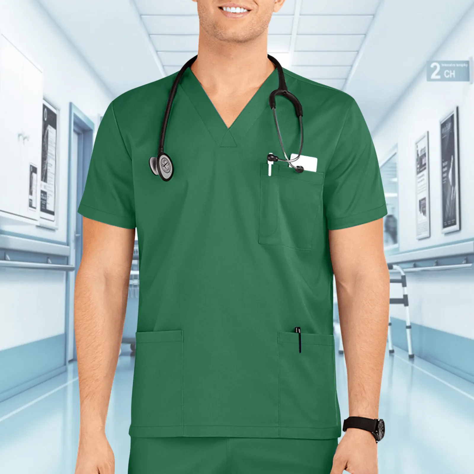 Mens Nurse Uniform Scrubs Tops Solid Color Short Sleeve Medical Workwear  for Healthcare Workers from Dhgate Body Mechanics Clothing - price 24.0