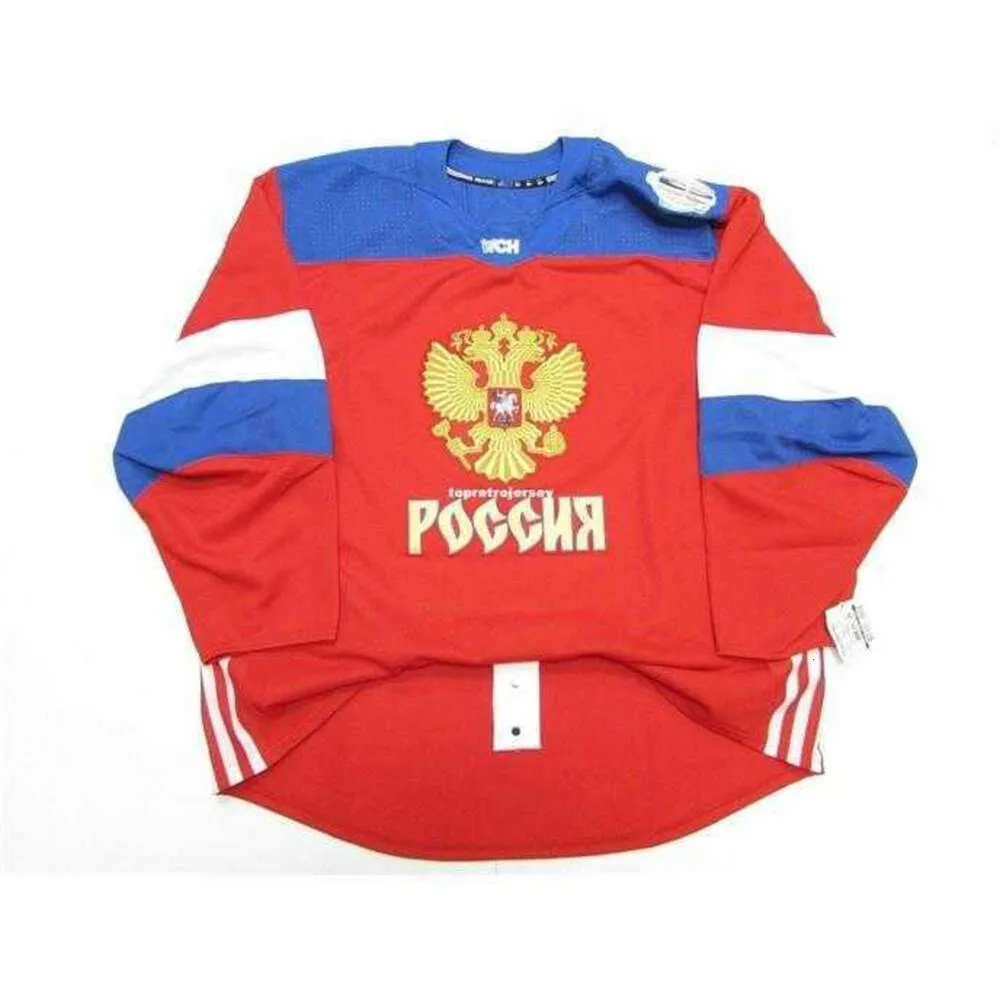 24S Red Russia Custor Custom Cust Cup For Hockey Team أصدرت Jersey Stitch إضافة أي رقم أي اسم رجل رجل القميص XS-6XL