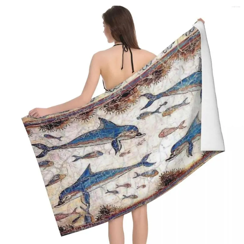 Toalla Minoan Dolphins Fresco 80x130cm Baño Agradable para la piel para viajeros de piscina