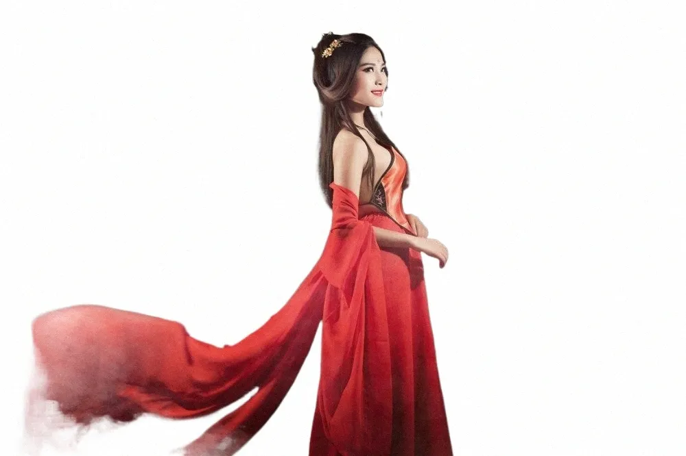 nouveaux vêtements de danse photographie de portrait élégant rouge Hanfu Fairy Dr M5pv #