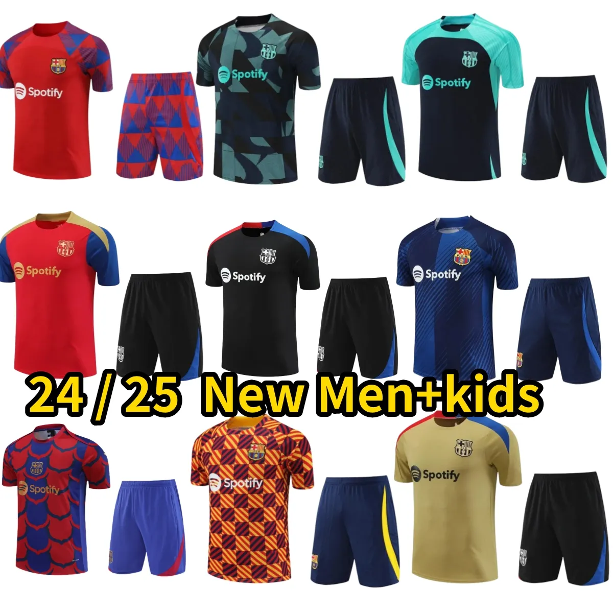 24 25 Survêtements de Barcelone Hommes Enfants Maillots de football Barca TRAINING SUIT Ensembles de football 2024 2025 Barcelone Costume à manches courtes SURVÊTEMENT Hommes ensemble de vêtements de sport enfants