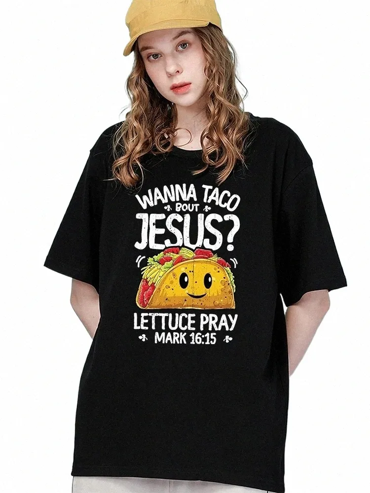 Plus Size Jesus Wanna Letter Printing T-shirt pour femme, vêtements d'été en vrac imprimés de laitue et de gâteau de maïs, persalisés k28O #
