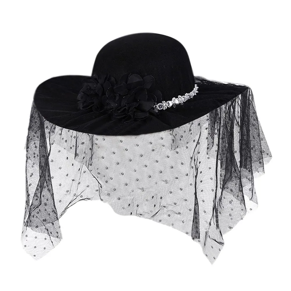 Womens Feather Floral Fascinators Vintage Felt Fedora Bucket  display picture 2