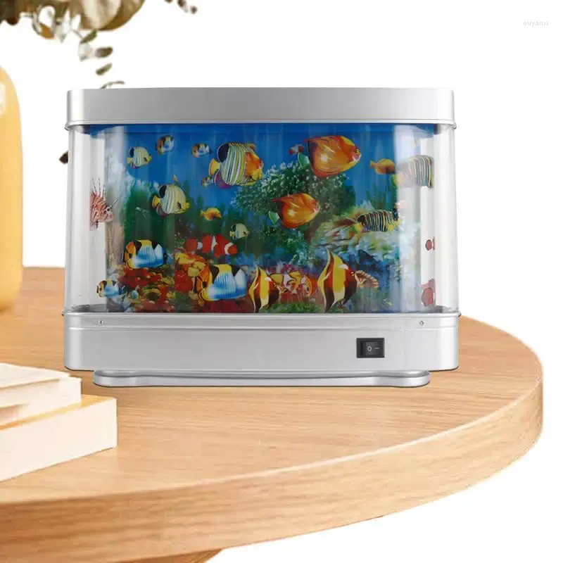 Lampy stołowe Fałszywe lampa rybna tropikalne Aquarium sztuczne nocne światło z wirtualnym zbiornikiem oceanicznym do życia