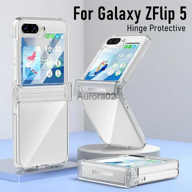 Чехлы для мобильных телефонов Прозрачный защитный чехол с шарнирами для Samsung Galaxy Z Flip5 Flip 5 5G с противоударным чехлом Funda Shell ZFlip5 yq240330