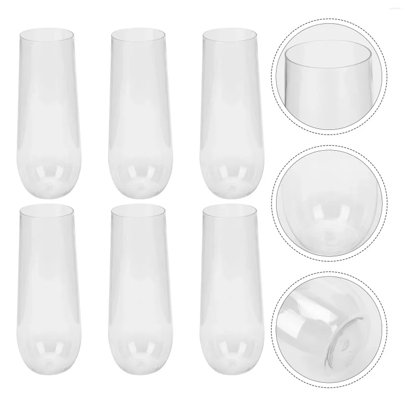 Tek kullanımlık fincan pipetler 6 adet cam dondurma fincan şeffaf kupa salata masaüstü dekor parti tedarik evcil hayvan plastik kap
