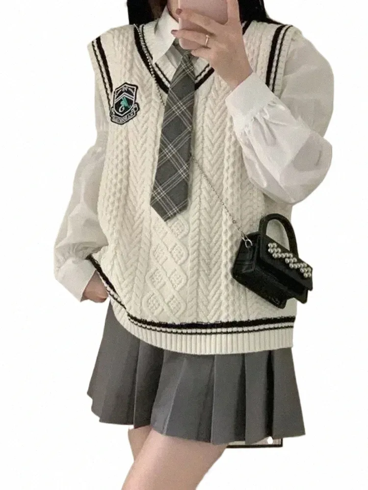 cosplay scuola maglione ragazza carina coreano inverno giapponese uniforme lavoro a maglia Lg donne imposta manica con scollo a V n4Oh #