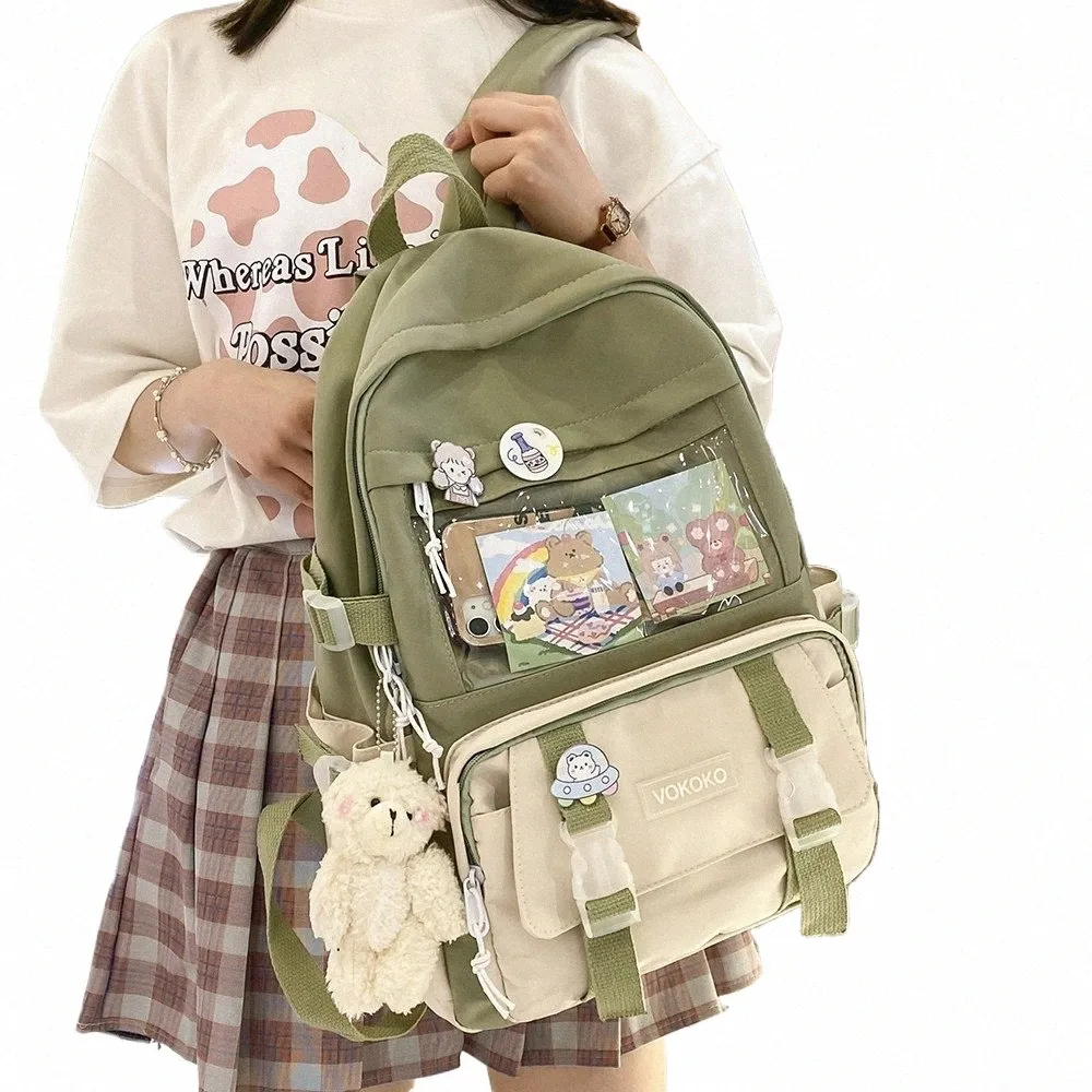 Kawaii femmes sac à dos sac d'école étanche pour adolescent fille étudiant Bookbag ordinateur portable sac à dos mignon femme voyage sac à dos Mochila W24b #