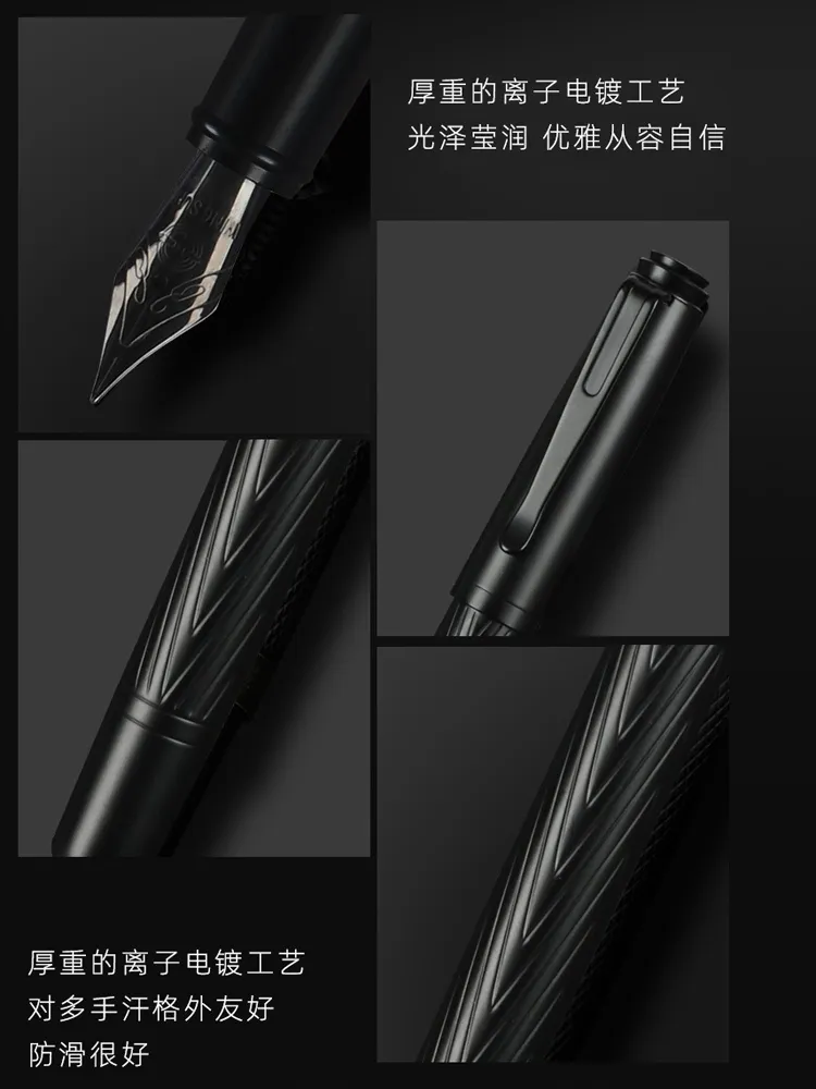 Penna stilografica HERO A11 nera con pennino EF da 0,38 mm e finitura in metallo lucido con convertitore + cartuccia | Regalo per scrittori e professionisti - Italia
