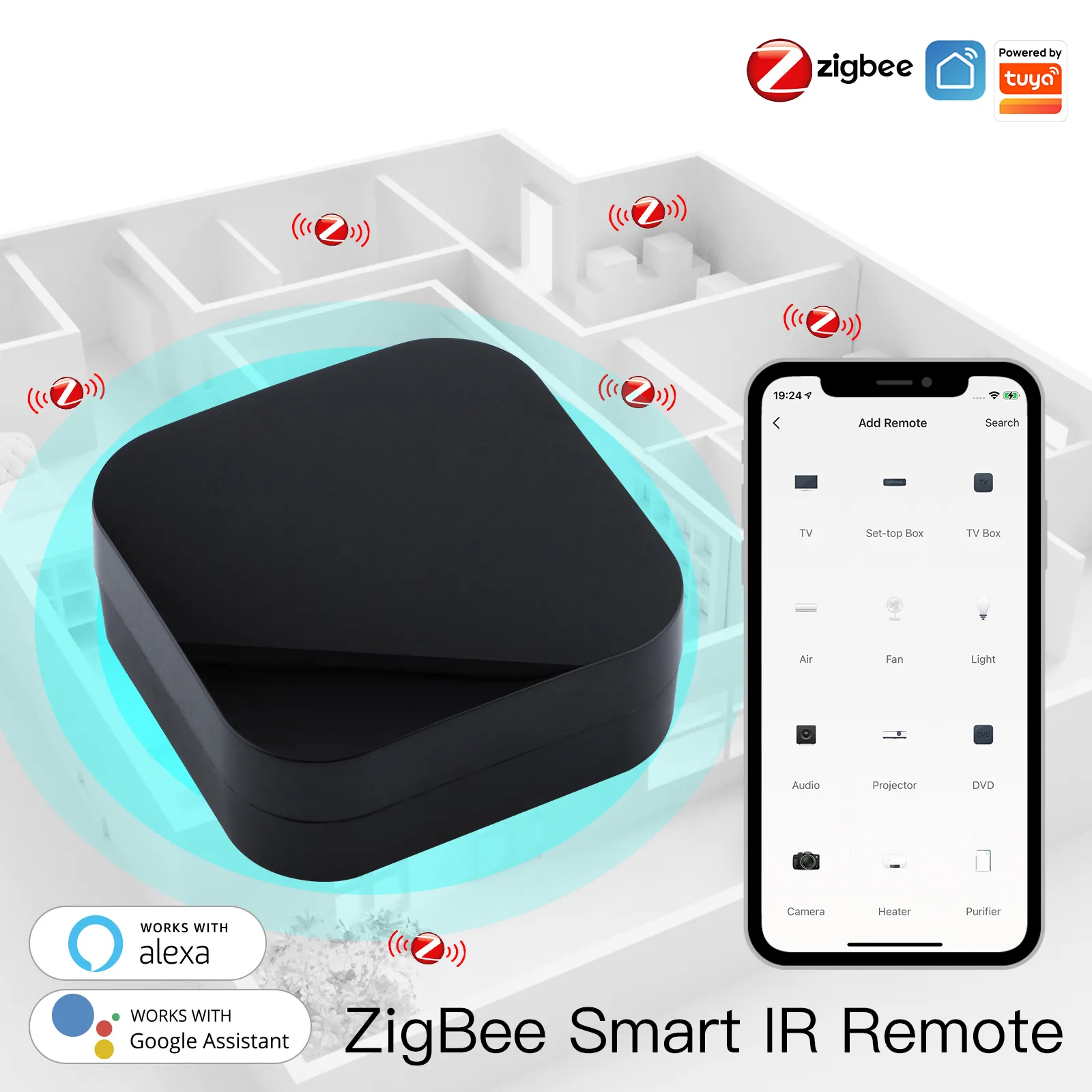 WiFi Smart IR Remote Controller Tuya APP Control For Air Conditioner TV DVD X0Z0