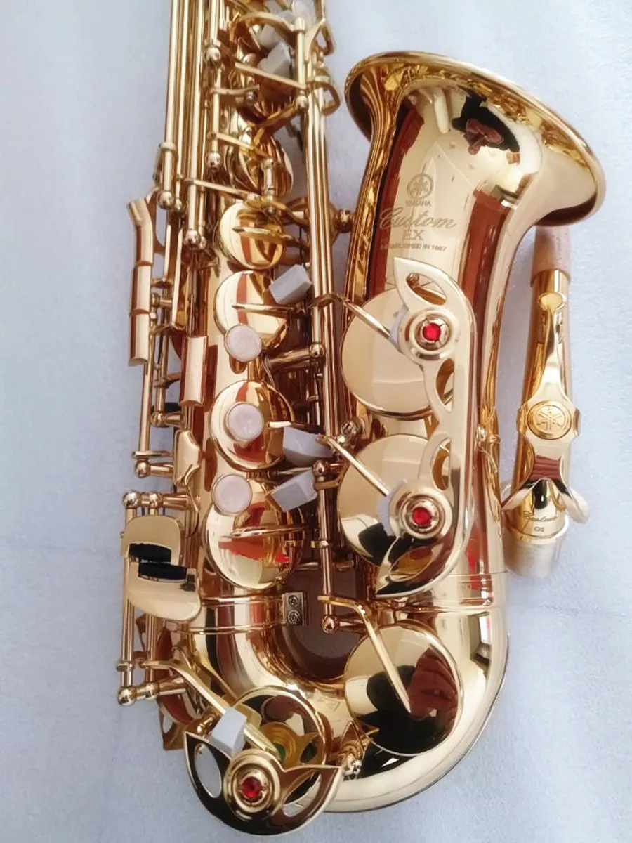 Nova melhor qualidade saxofone alto dourado yas875ex japão marca saxofone alto e-flat instrumento de música com bocal profissional