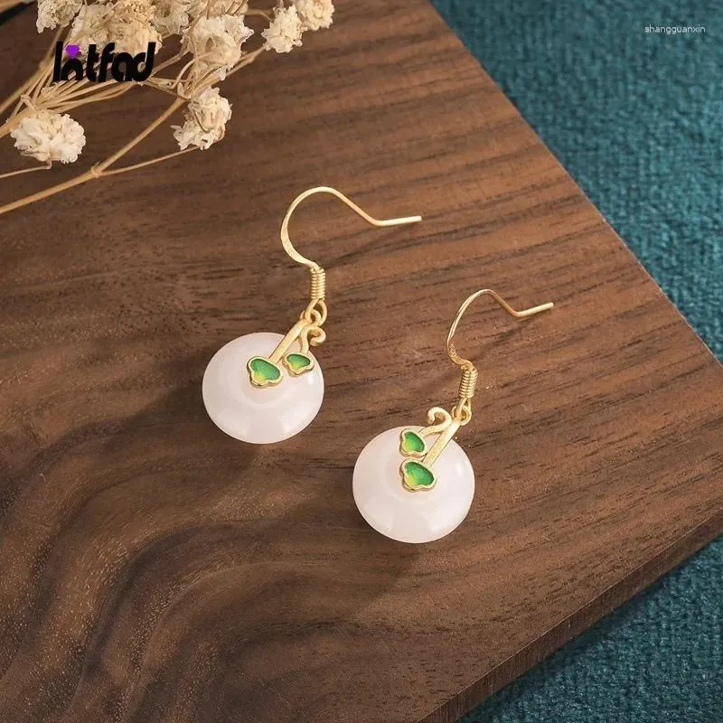 Dangle Oorbellen Stijl Wit Jade Emaille Ontwerp Retro Oorsieraden Luxe Prachtige Feestaccessoires Voor Vrouwen