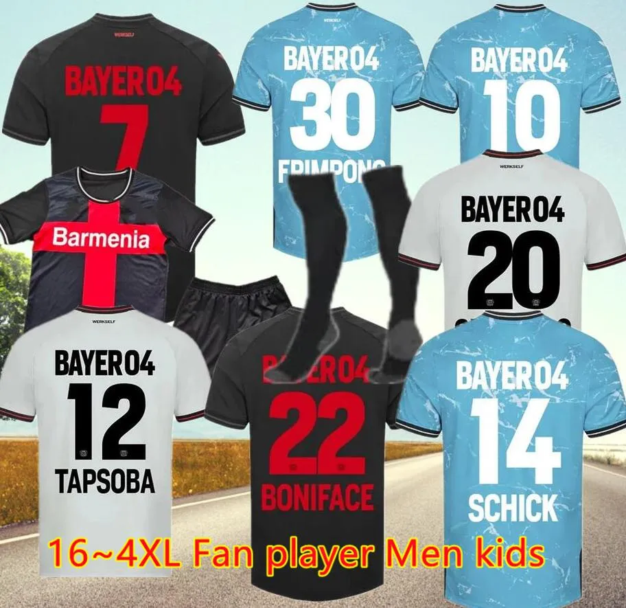 23 24 Bayer 04 Leverkusen Soccer Jerseys 2023 2024 Diaby Home Away Third Demirbay Wirtz Bakker Bailey Home Ch Aranguiz Paulo Schick Kits de chemise de football