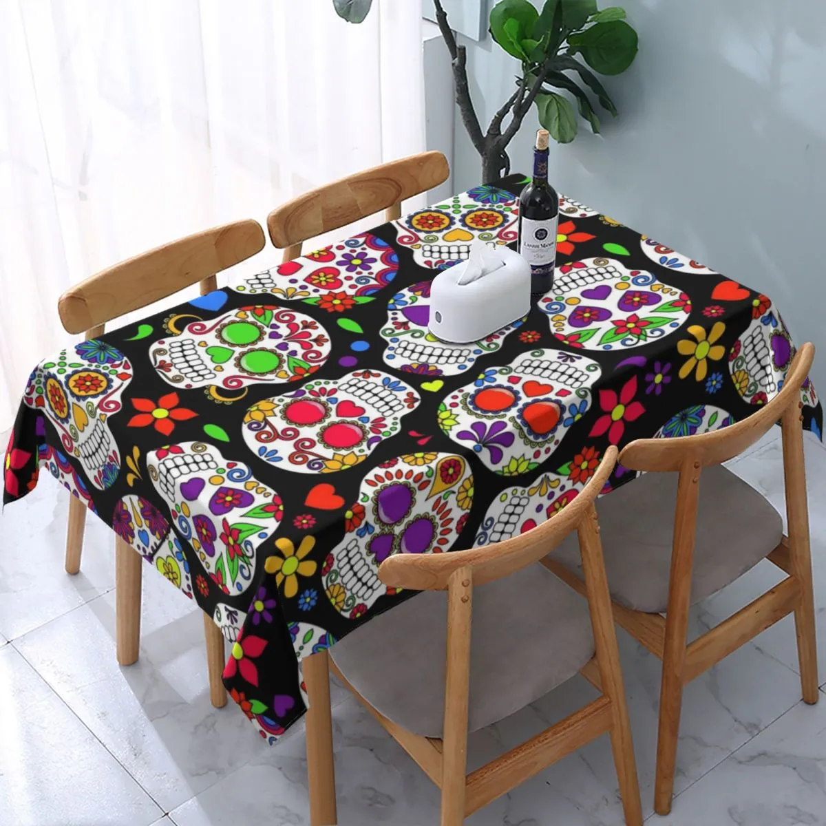 Black Rectangle Tablecloth: Pattern Tablecloth For Halloween, Picnic ...